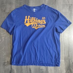 Tommy Hilfiger Denim Blue Tee XXL 2XL with Yellow Print
